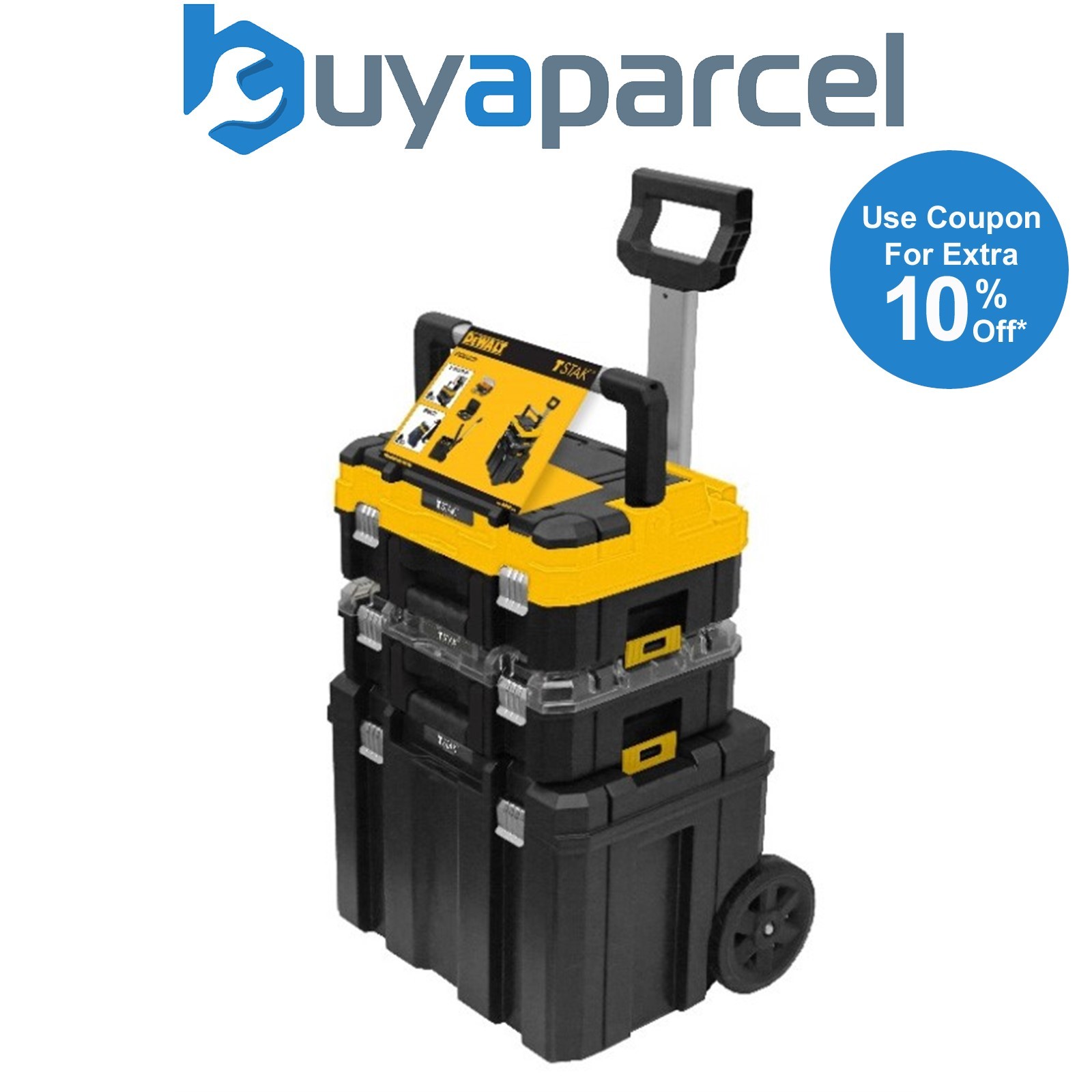 Dewalt DWST1-81049 TStak Tower Rolling Mobile Tool Storage Boxes - 2 Tstak Cases