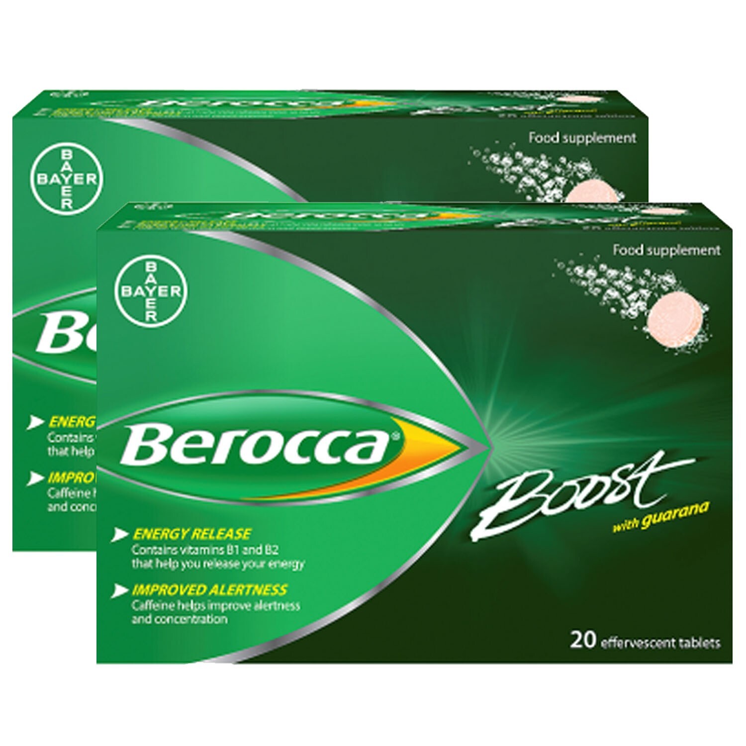 Berocca Boost with Guarana 20 Effervescent Tablets- Pack 2