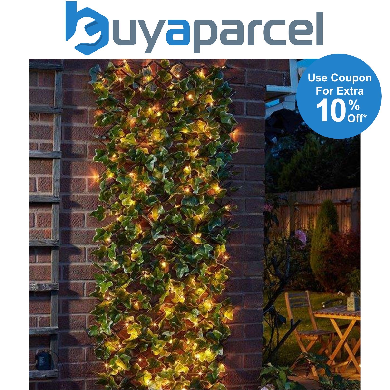 Smart Garden 60cm x 180cm Expanding Solar Pre Lit Ivy Leaf Trellis Bin Screen