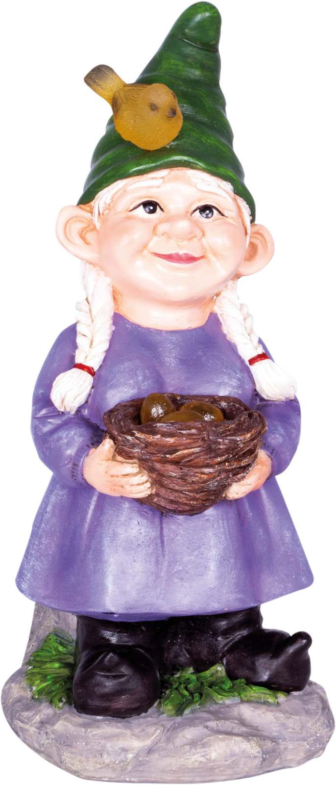 Garden Outdoor Solar Powered Light Up Gnome Egg Basket Ornament Decoration Gift