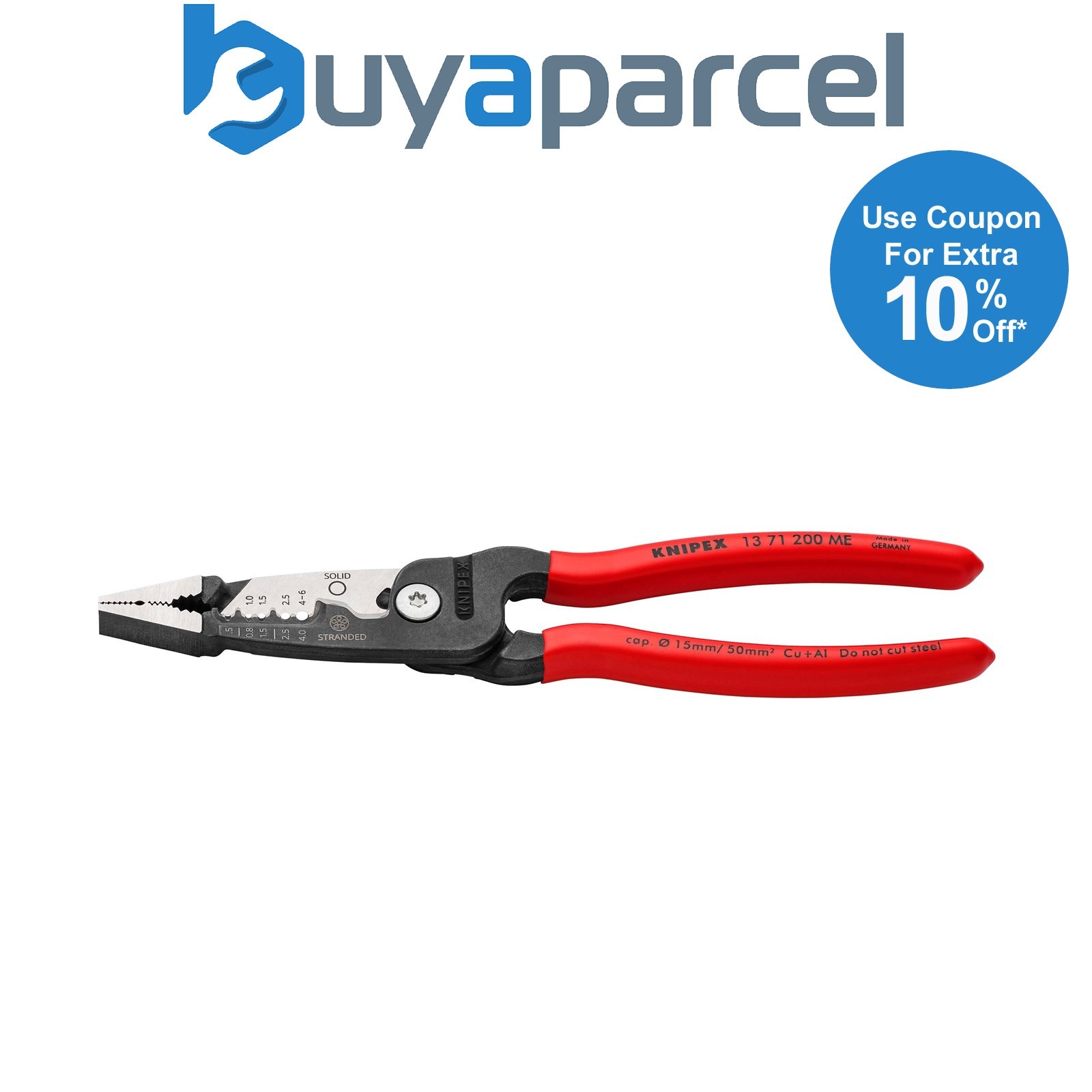 Draper 13190 KNIPEX 13 71 200 ME Wire Stripper with Plastic Coated Handles, 200m