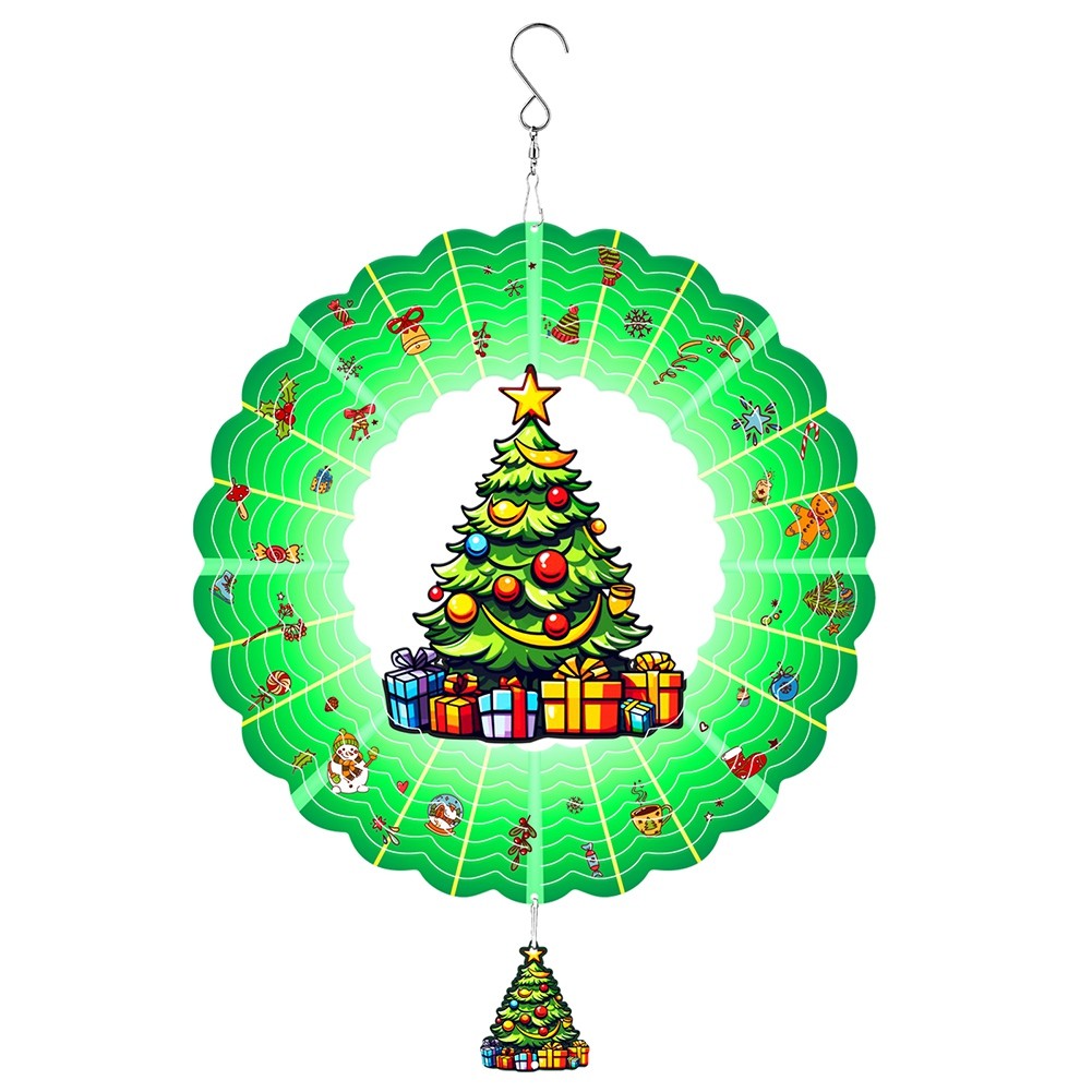 2X(Wind Spinners 3D,Christmas Hanging Wind Spinner for Christmas Decor, 121410