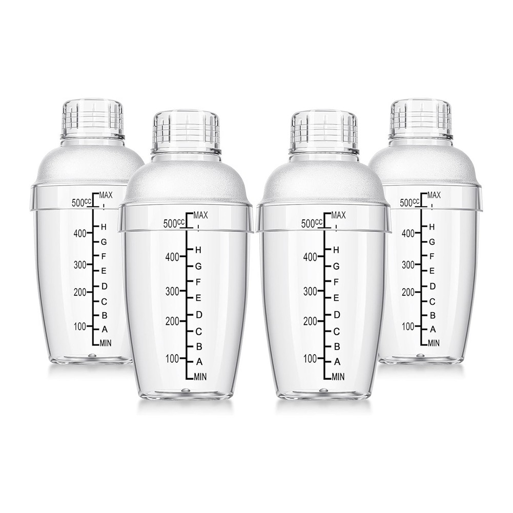 4 Pcs Plastic Cocktail Shaker Hand Drink Mixer Shaker with Scales and4773