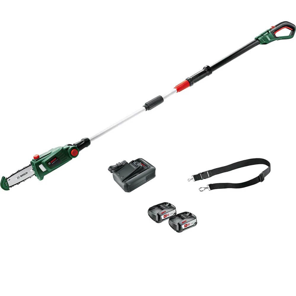 Bosch UNIVERSALCHAINPOLE P4A 18v Cordless Telescopic Pole Tree Pruner 200mm 2 x