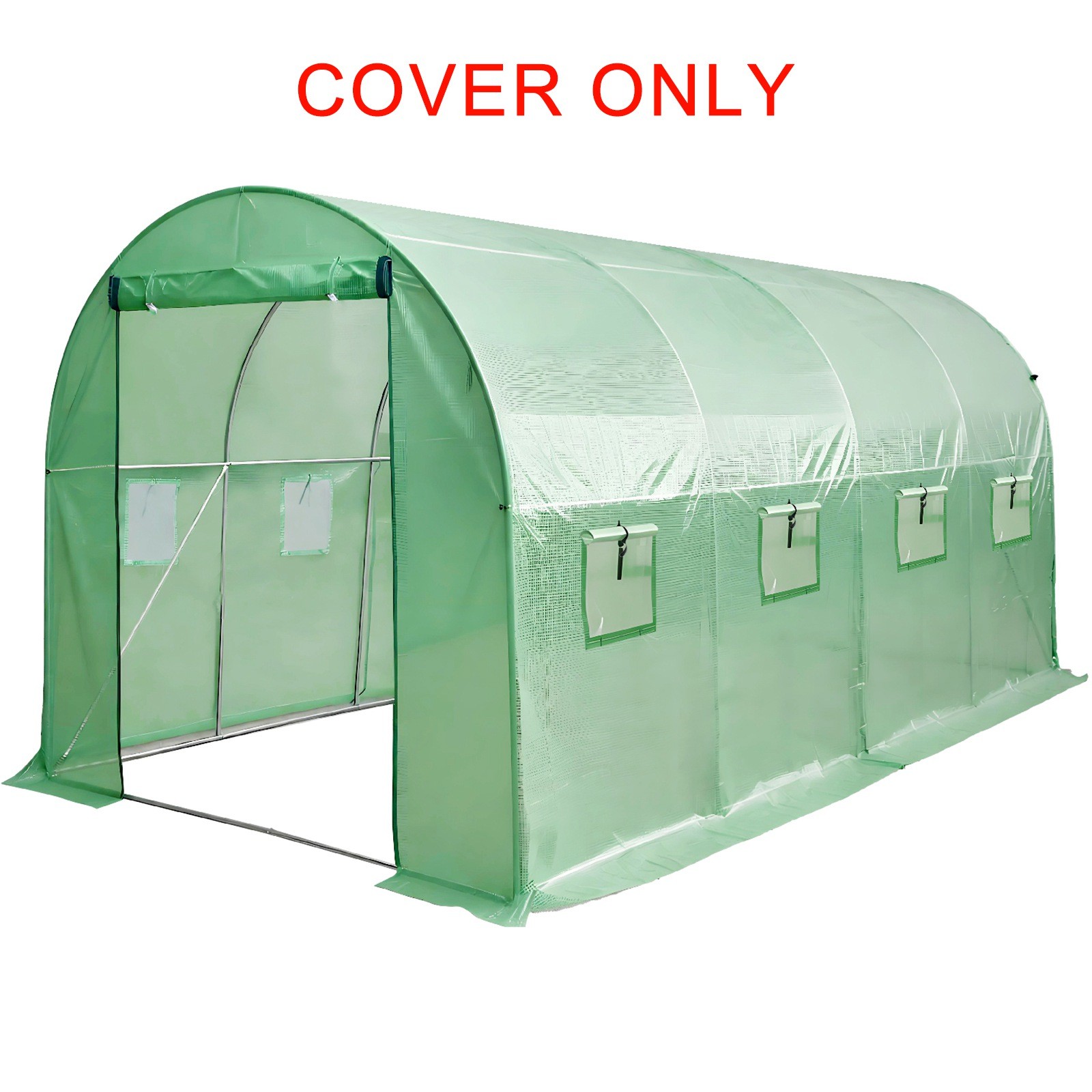 Polytunnel Cover Replacement Greenhouse PE Plant Grow Sheet Zipped Door 4X2X2M