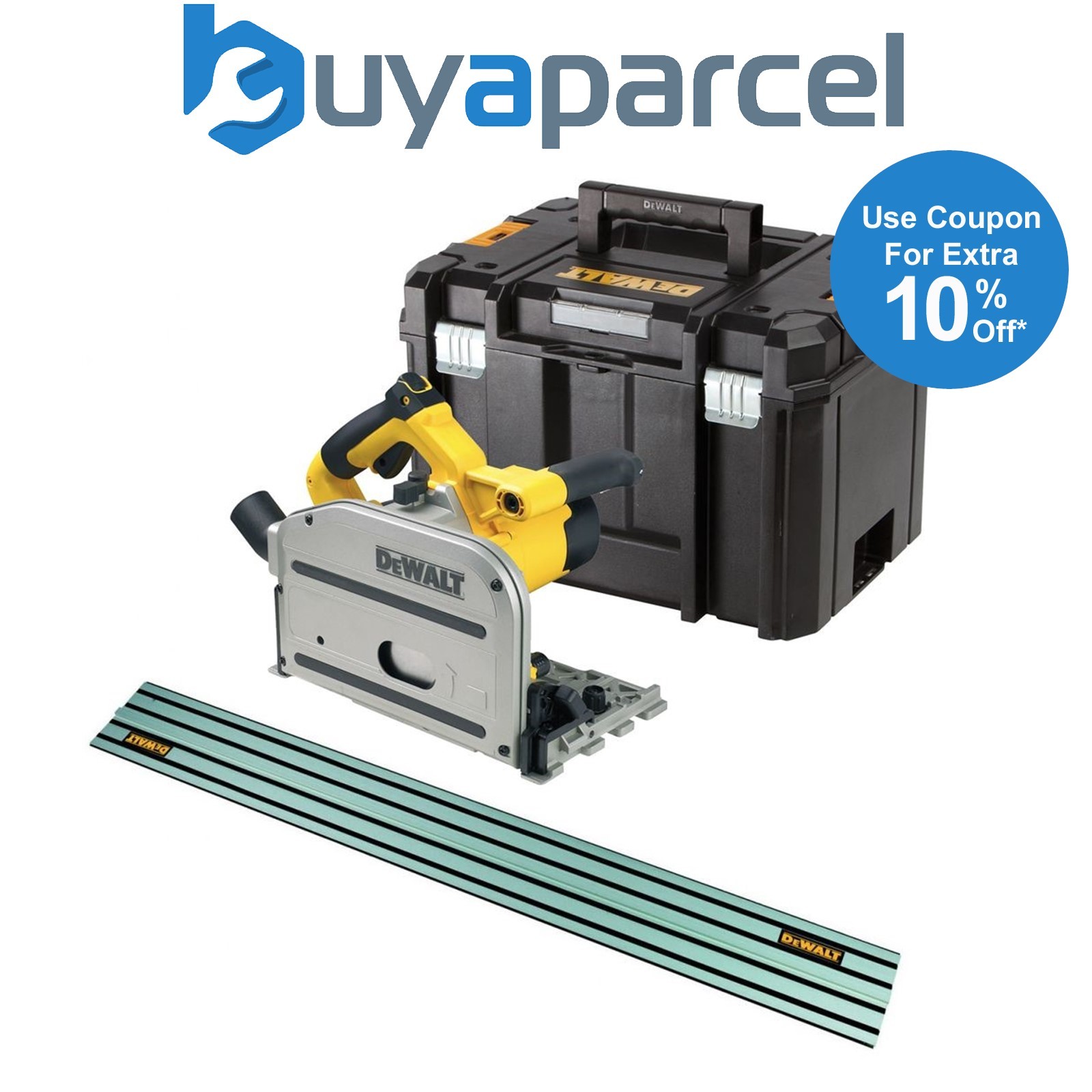 Dewalt DWS520KT Plunge Cut Circular Saw 165mm 240v + Case + 1 x 1.5m Guide Rail