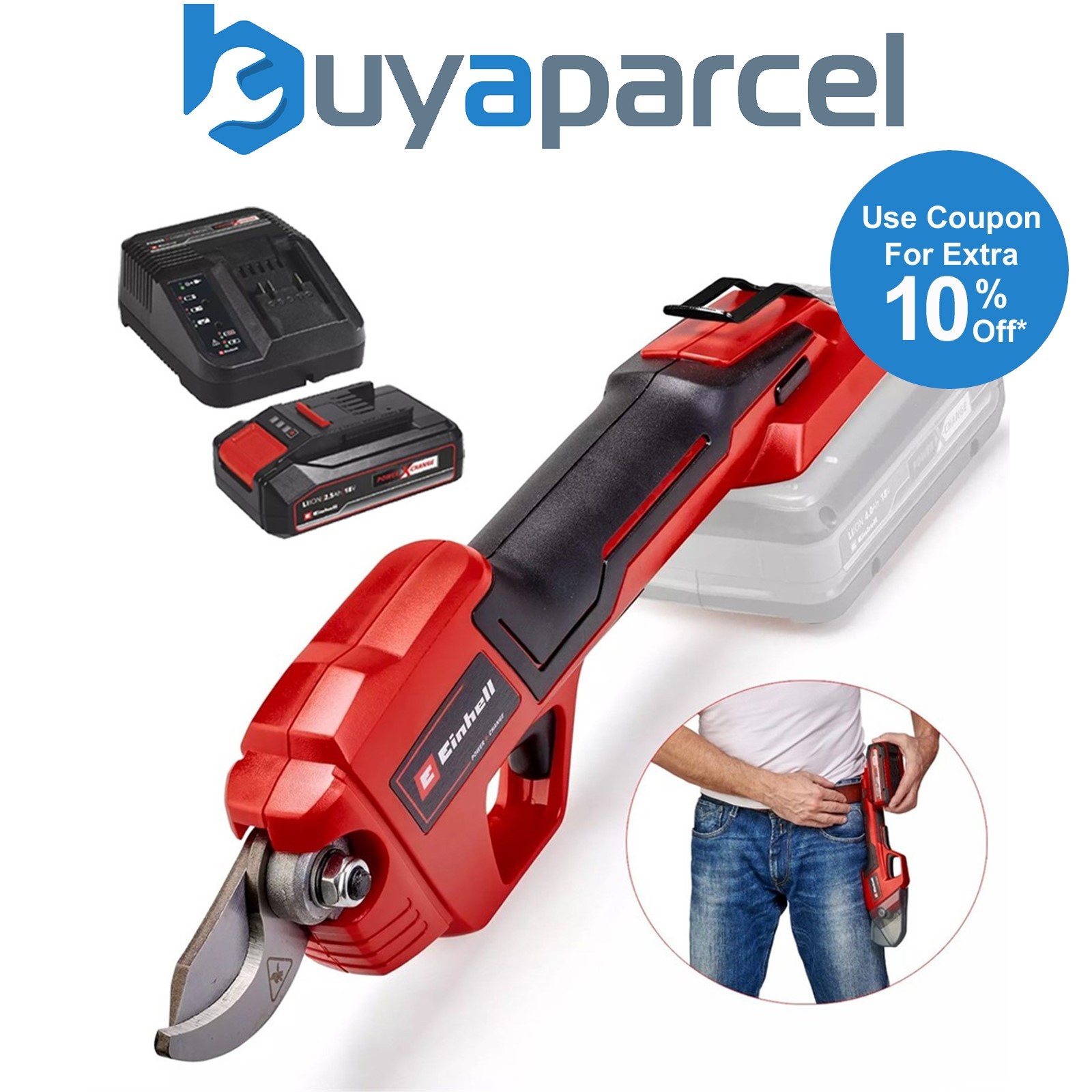 Einhell 18V Cordless Pruning Shears Branch Cutter PXC GE-LS & 2.5AH Charging Kit