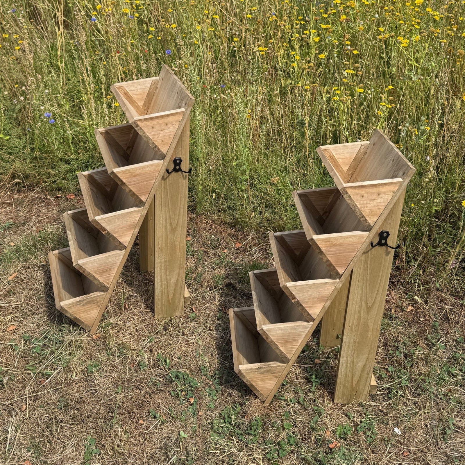 5 Tier Wooden Garden Flower & Herb Planter Patio Herbaceous Planting - Set of 2