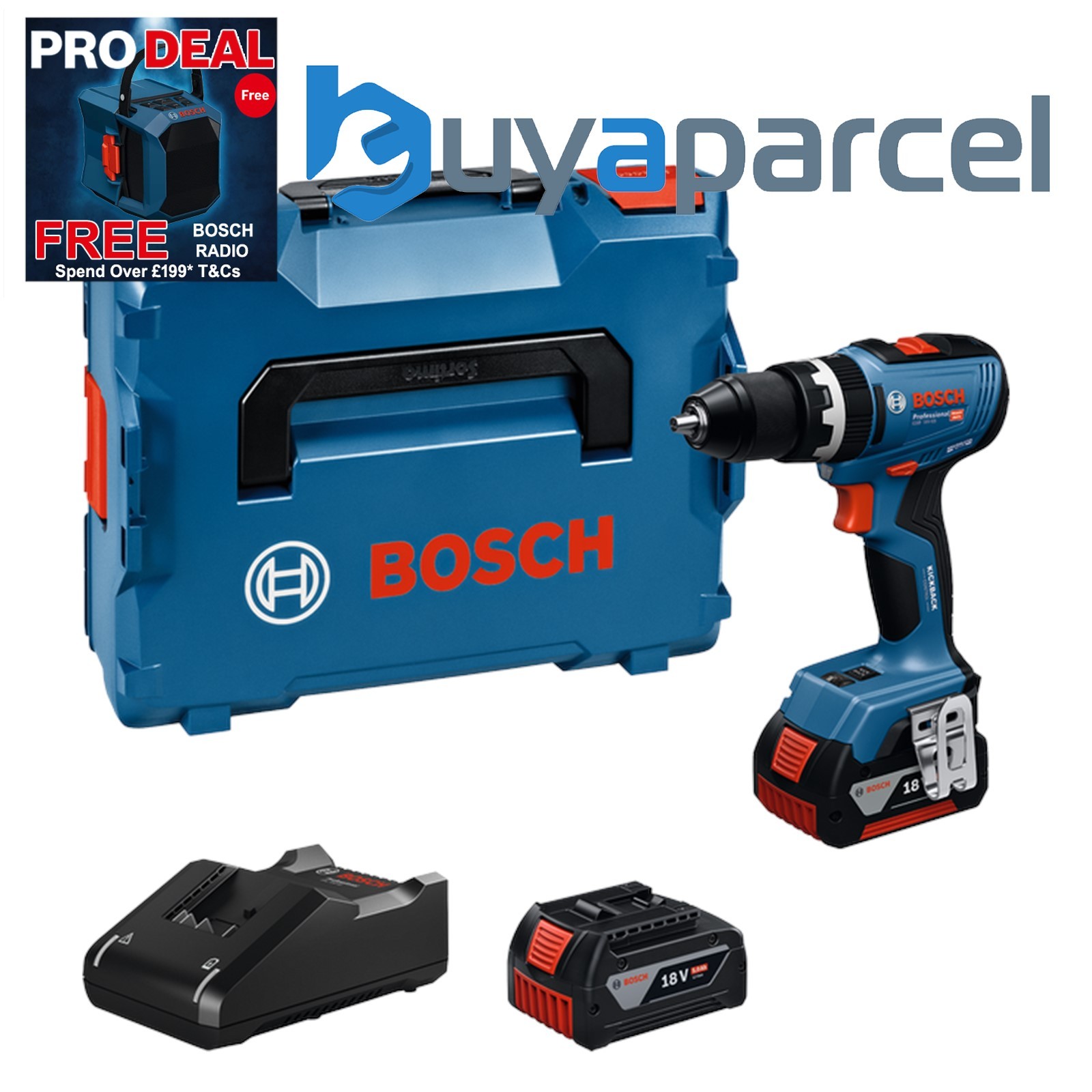 Bosch 18v GSB 18V-65 Brushless Combi Hammer Drill - 2x 5.0Ah Batteries