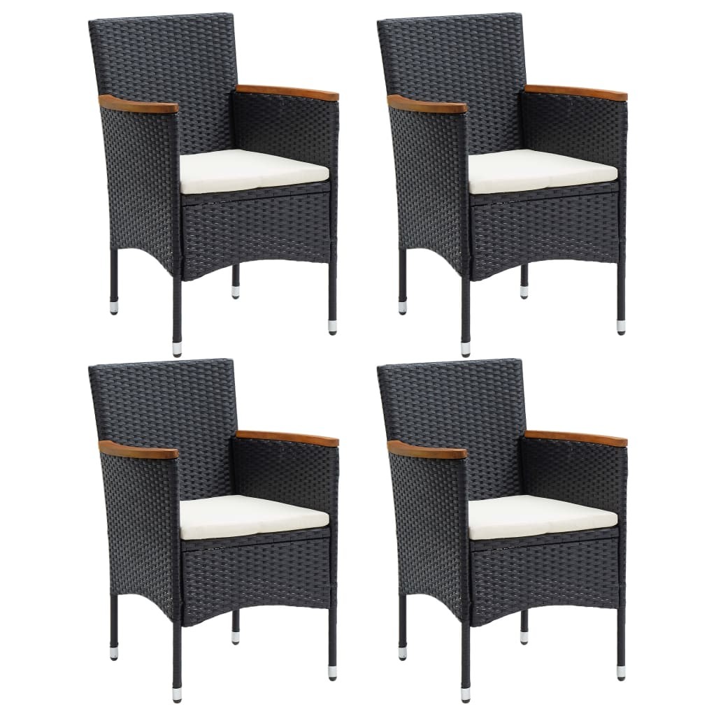 4x Garden Dining Chairs Poly Rattan Black Outdoor Patio Armchair vidaXL