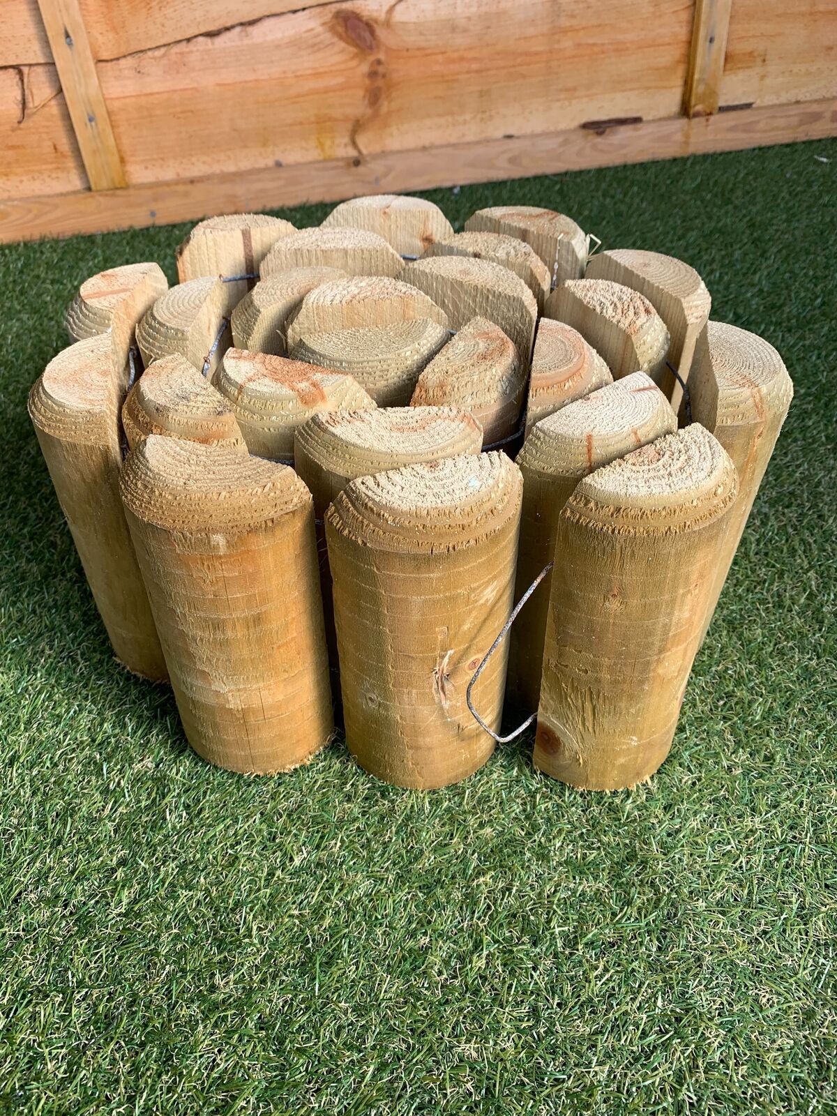 4 x Wooden Lawn Log Roll Edging - 15cm x 1.8M, 3.5cm Thick Garden Border