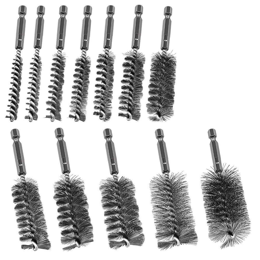 3X(12Pcs Wire Bore Brush for Drill,Stainless Steel Wire Brush Bore Cleaning2480