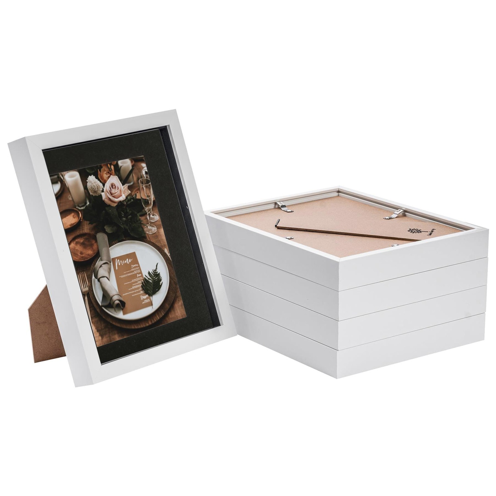 5x 3D Box Photo Frames Picture Display 8 x 10" with 5 x 7" Mount White/Black
