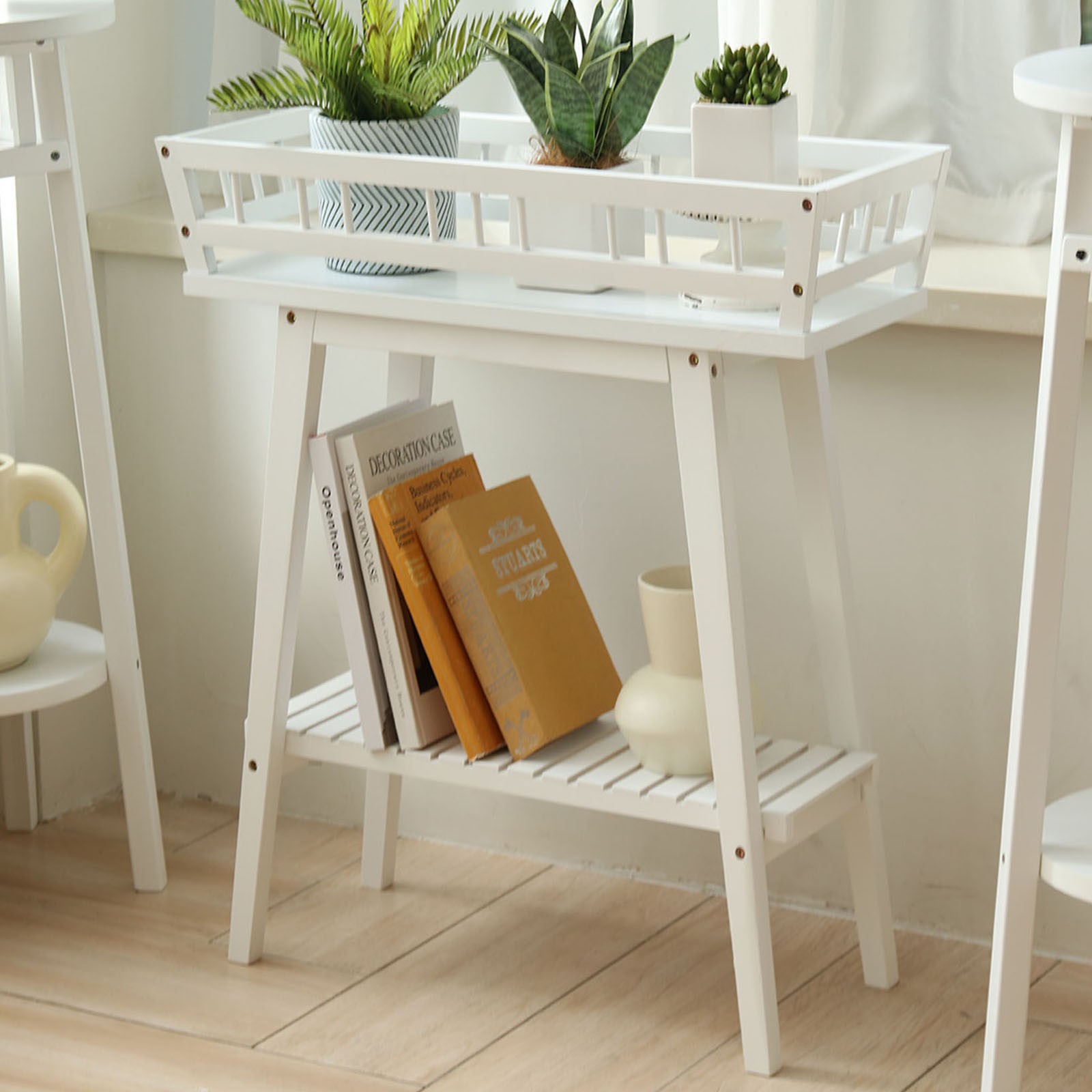 2 Tier Plant Stand Small Plant Table Flower Pot Organizer Holder for Living Room