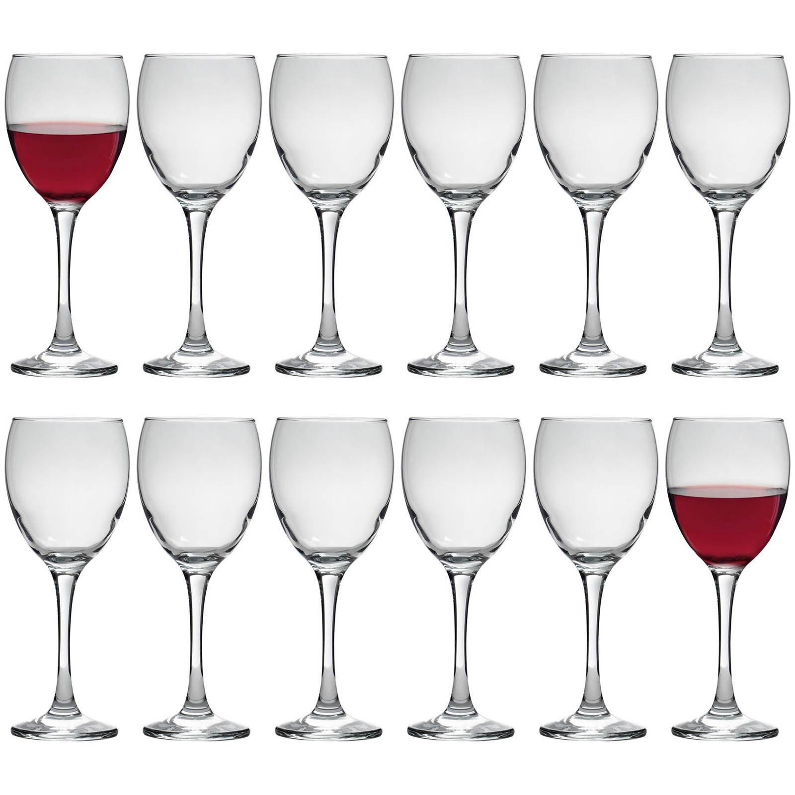 12x LAV Venue Red Wine Glasses Large Glass White Rose Long Stem Party Set 340ml