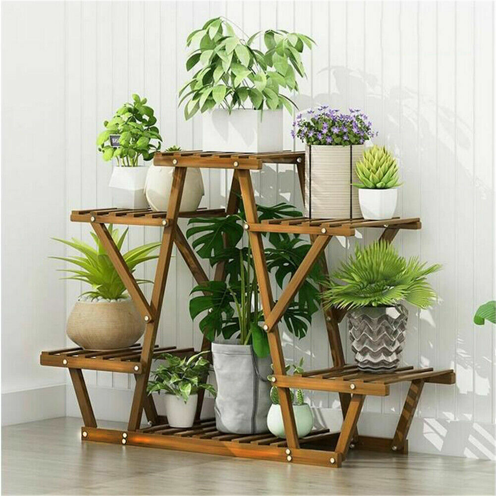 6 Tier Wooden Flower/Plant Pot Stand Landscape Shelf Rack Holder Gift Space Save