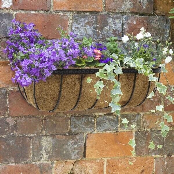 Garden Wall Hanging Basket 30'' Mounted Trough Pre Lined 30L Flower Planter