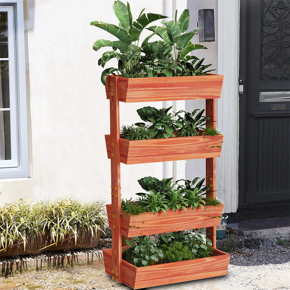4-Tier Large Raised Garden Bed Planter Outdoor Corner Gardening Box Greenhouse