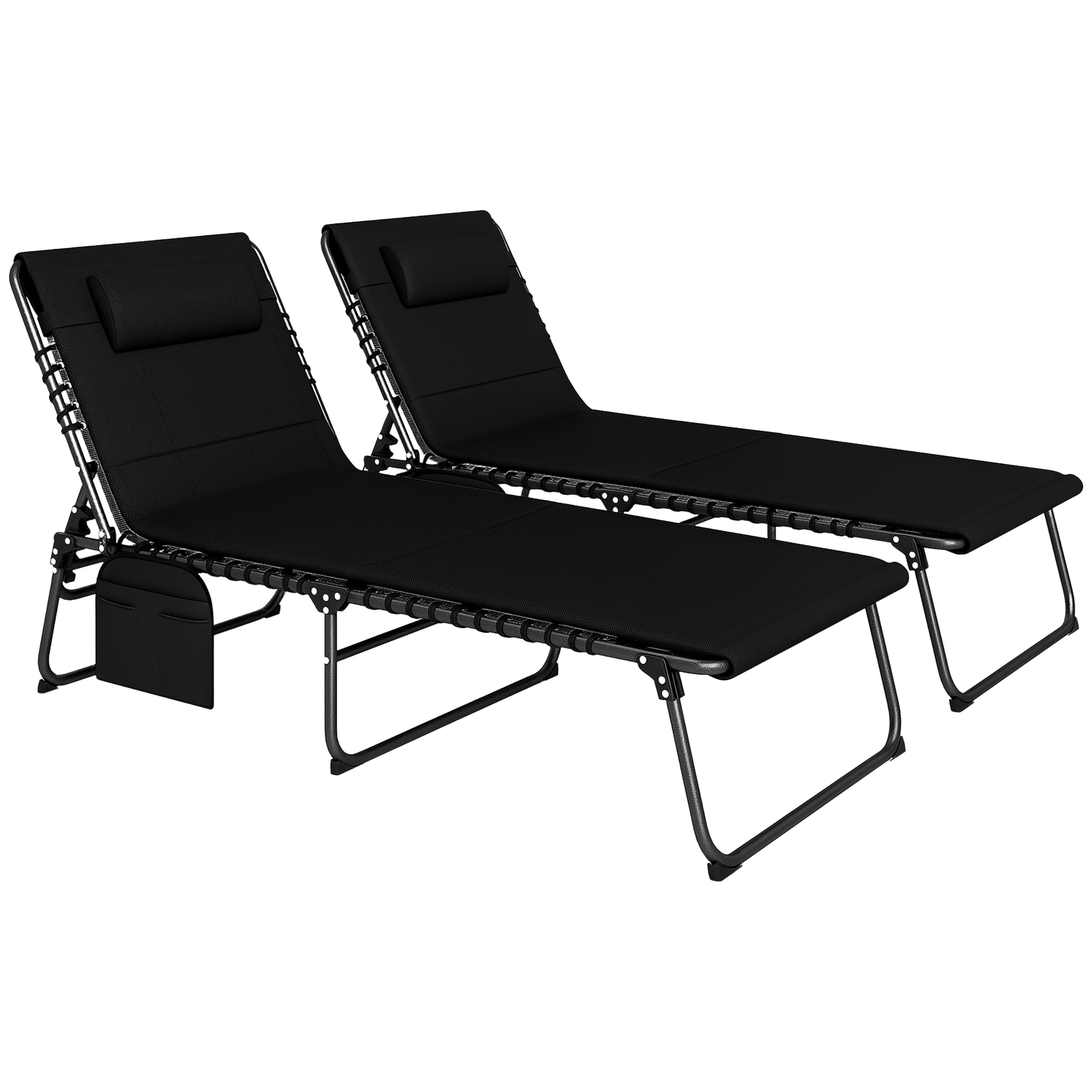 Outsunny Folding Sun Loungers Set of 2, Reclining Sun Bed, Black