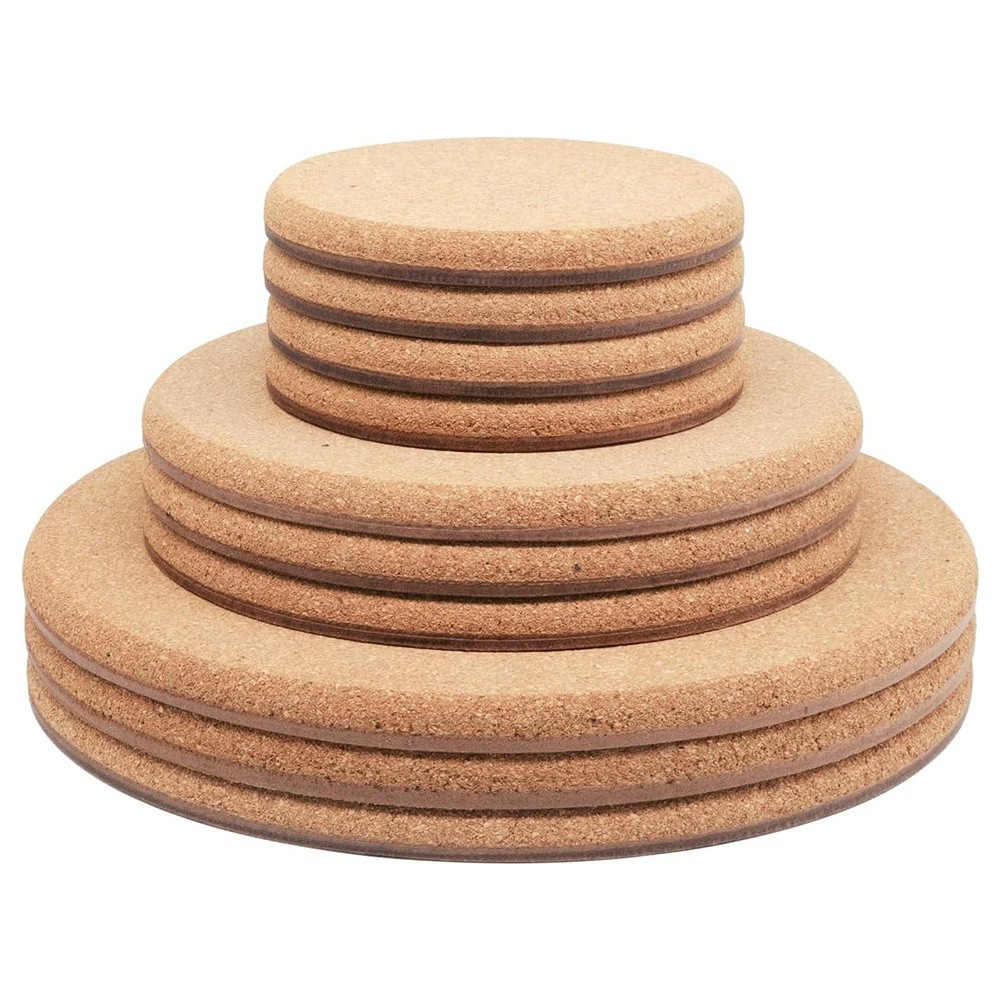 3X(Cork Plant Coasters, 3 Sizes Layers Hard Thick Cork Planter Coaster,2724