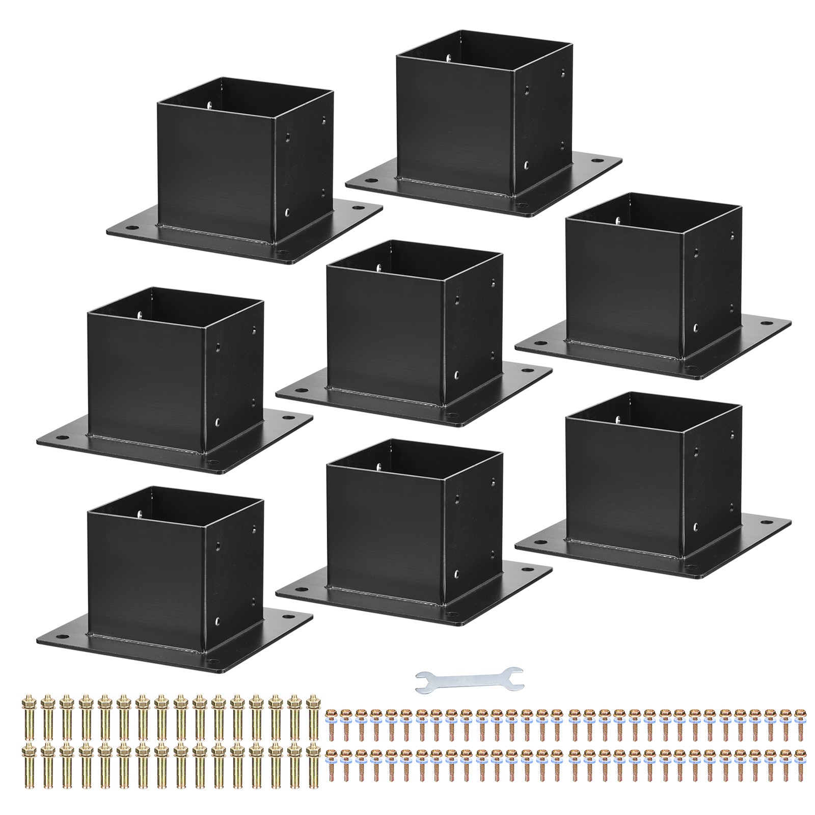 4x4" Metal Deck Base Support 8pcs Square Post Bracket Deck Railing Base