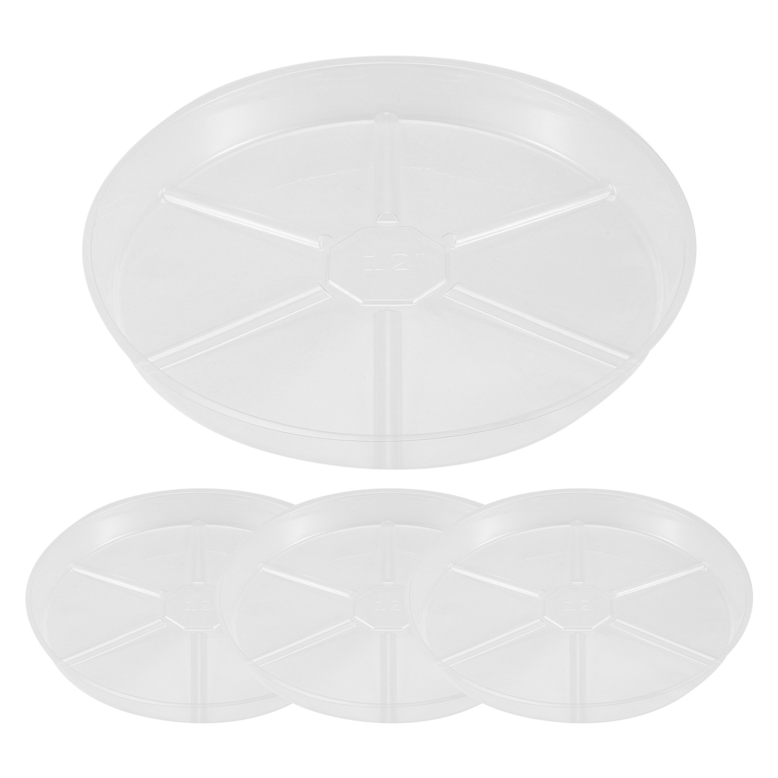 3X(4 Pack Clear Plant Saucer 12 Inch Plastic Plant Saucers Thicker Plant6528