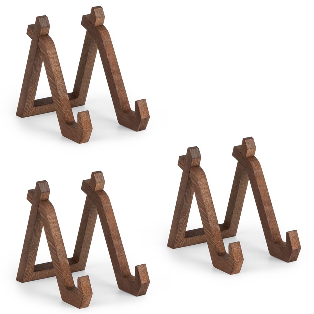 Wooden Plate Holder Display Stand, 3 Pack 6 Inch Decorative Picture Frame4310