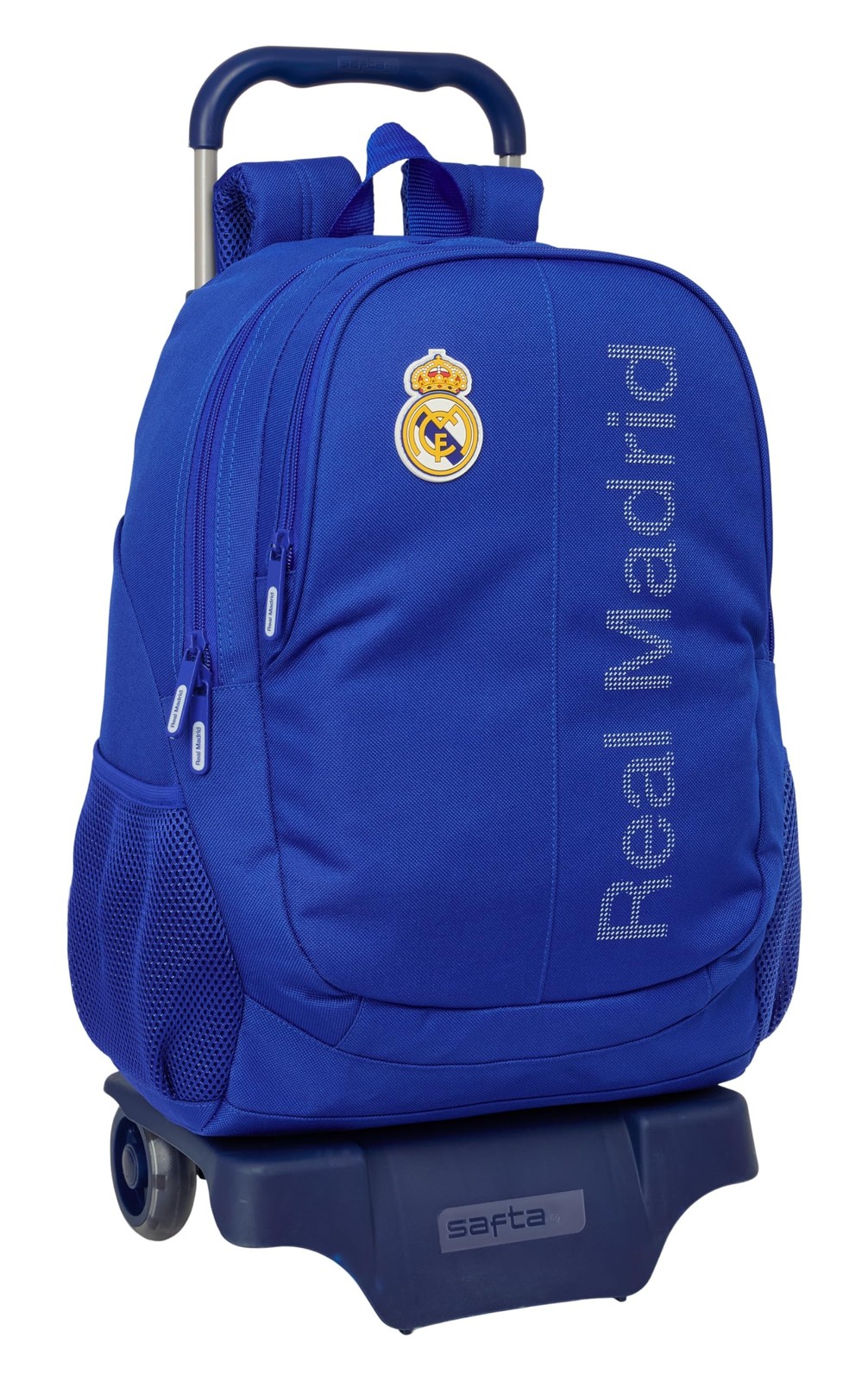 Real Madrid School Backpack with Trolley, Ideal for Children of Different Ages,