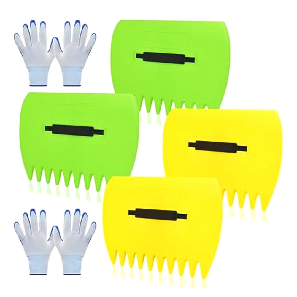 2X(Garden Leaf Scoops & Gloves Set, 2 Pairs of , Adjustable-Handle Leaf7831