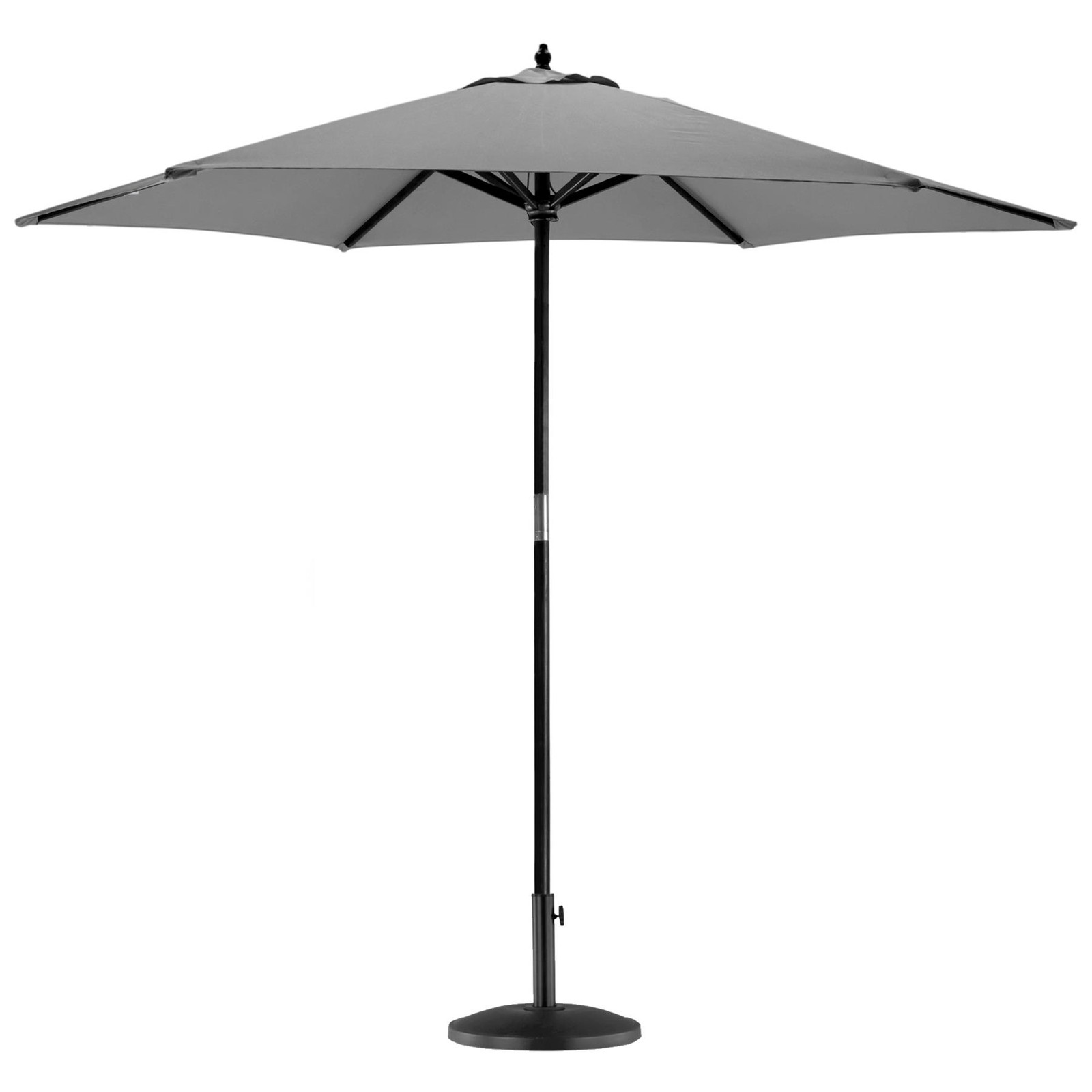 Wooden Garden Parasol & Base Set Pulley-Operated Canvas Sun Shade 2.7m Grey