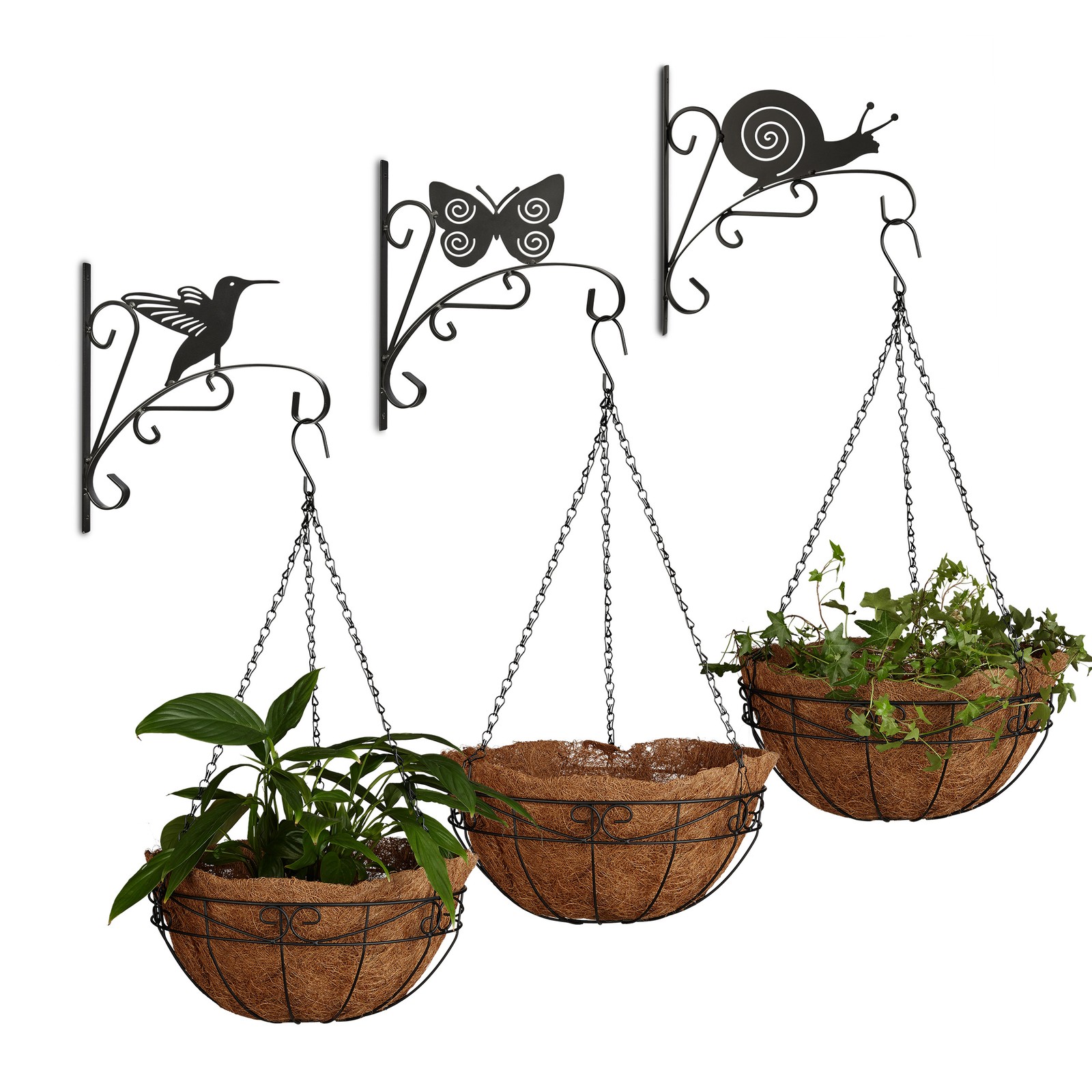 6-piece flower set wall hooks hanging baskets plant holders decoration