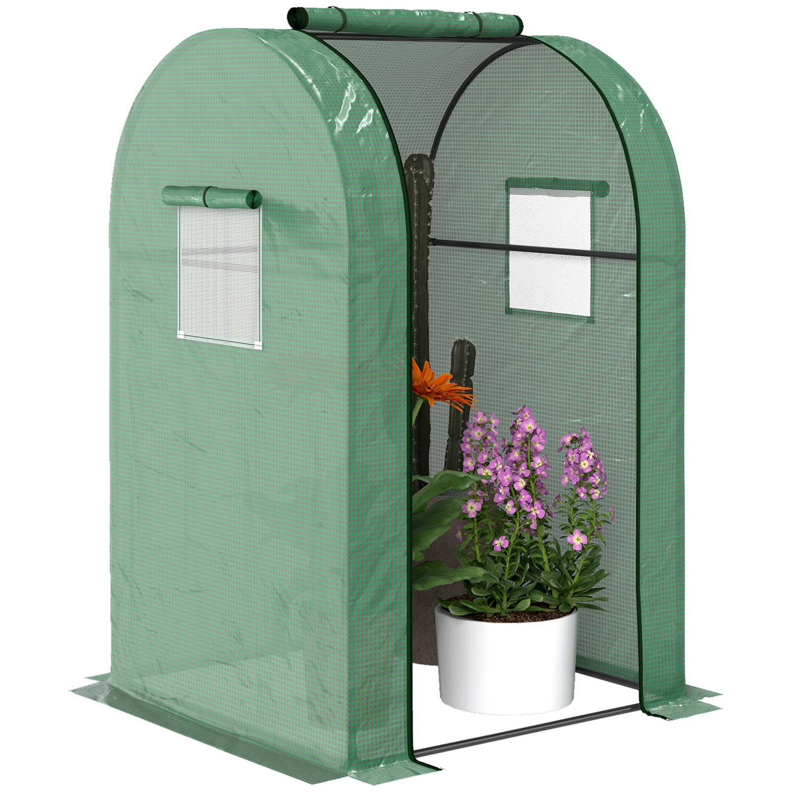 Outsunny Tomato Greenhouse with Roll-up Door, 94 x 94 x 150cm, Green