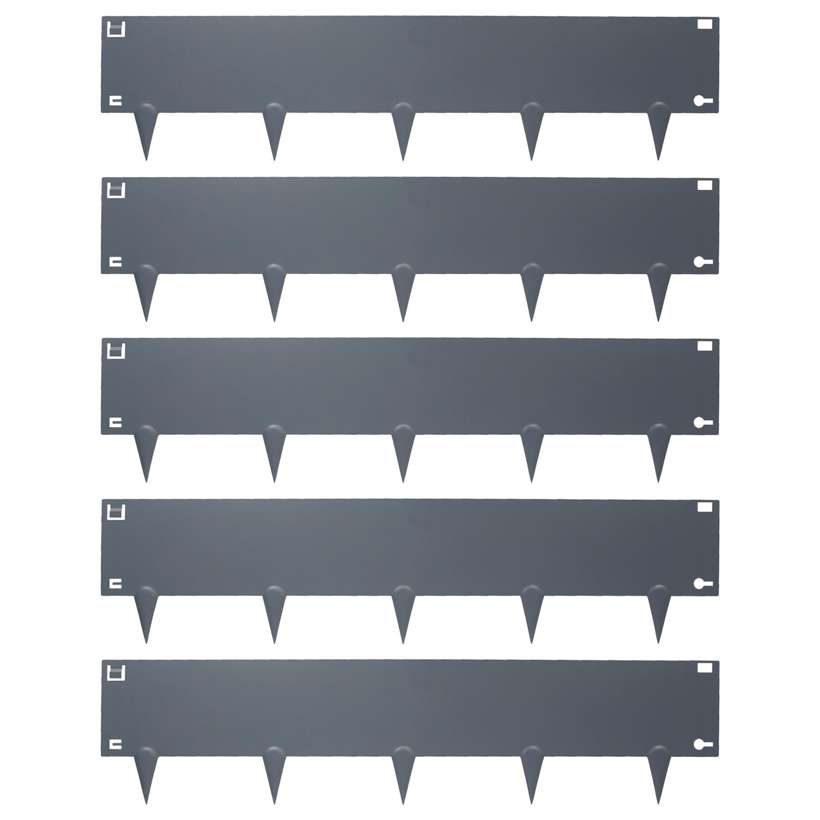 5pc Anthracite Steel Lawn Edging Set 5m x 16cm Flexible Garden Grass Border