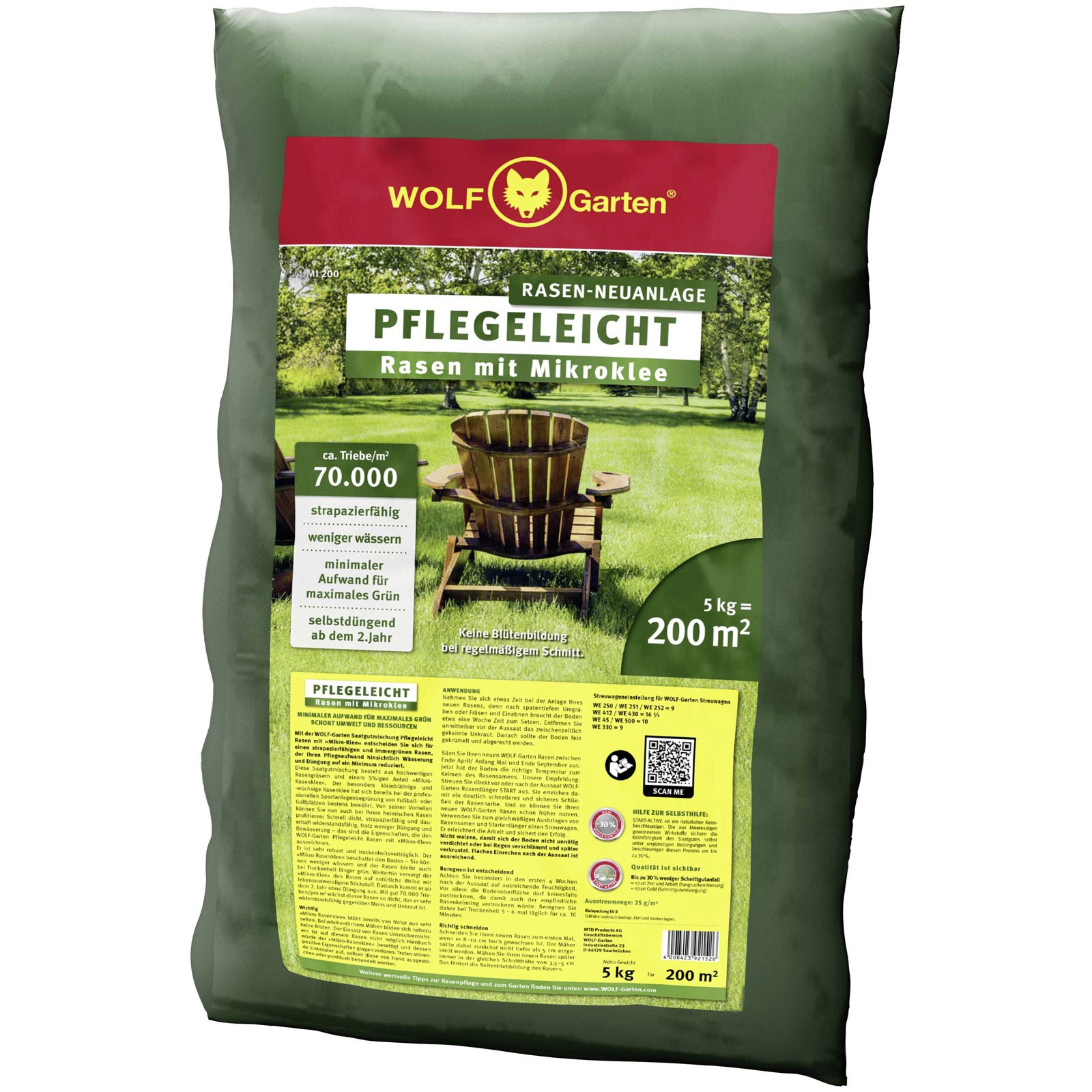 WOLF-Garten Lawn Seed Dense Green Low Maintenance 5 kg
