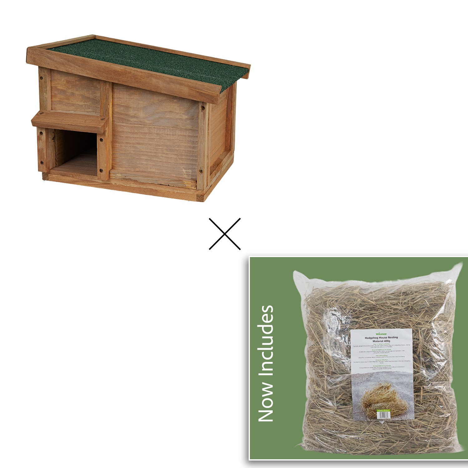 Hedgehog House with Natural Straw Bedding Garden Animal Hibernation Shelter Kit