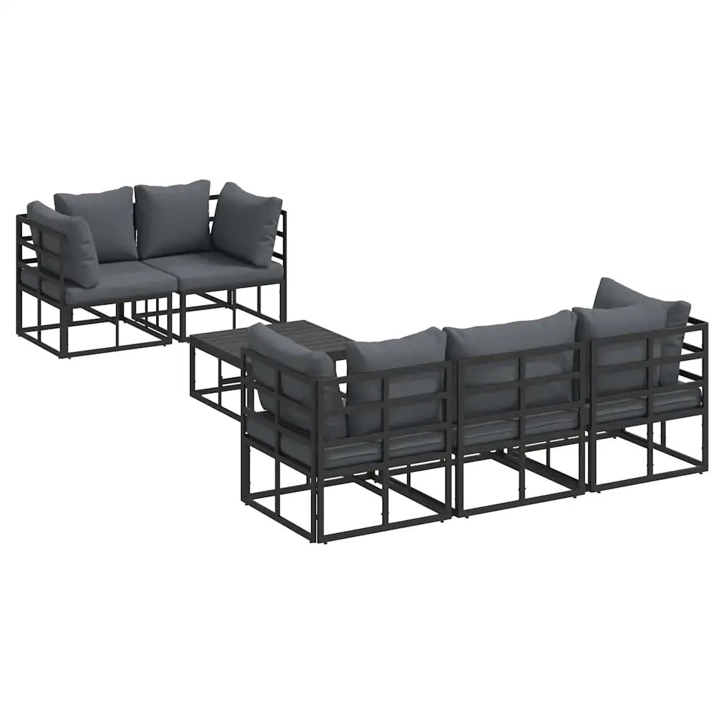 vidaXL Garden Sofa Set with Cushion 6 pcs Black Steel, Garden and Terrace, Moder