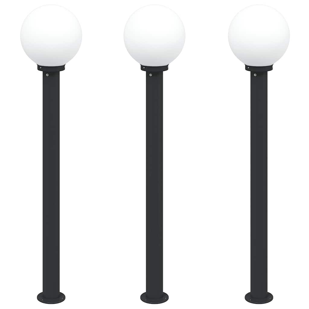 Bollard Lights 3pcs 120 cm Black Stainless Steel IP44 Outdoor vidaXL
