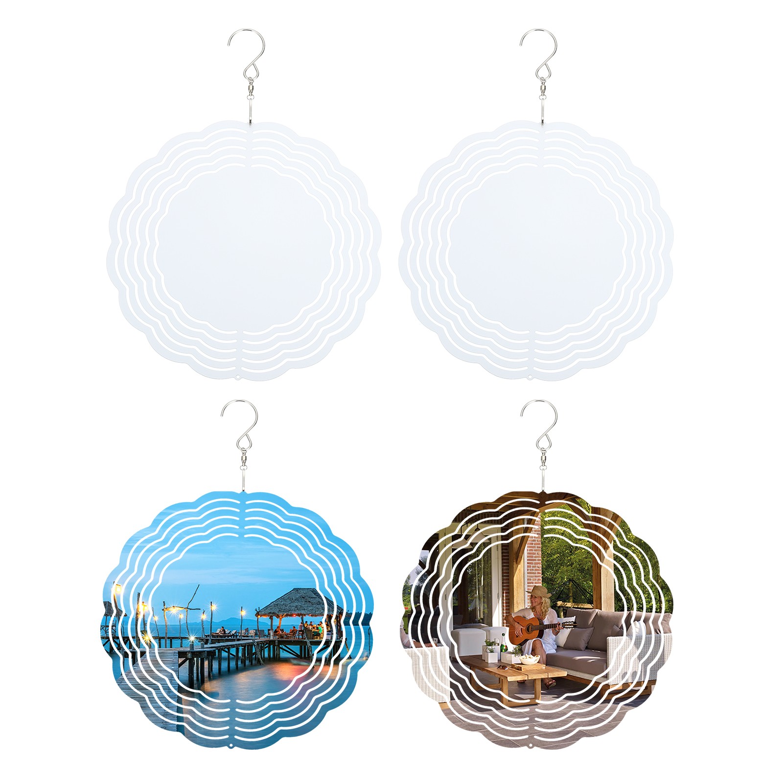 4 Pcs Sublimation Wind Spinners, 8 Inch Diameter 3D Circle
