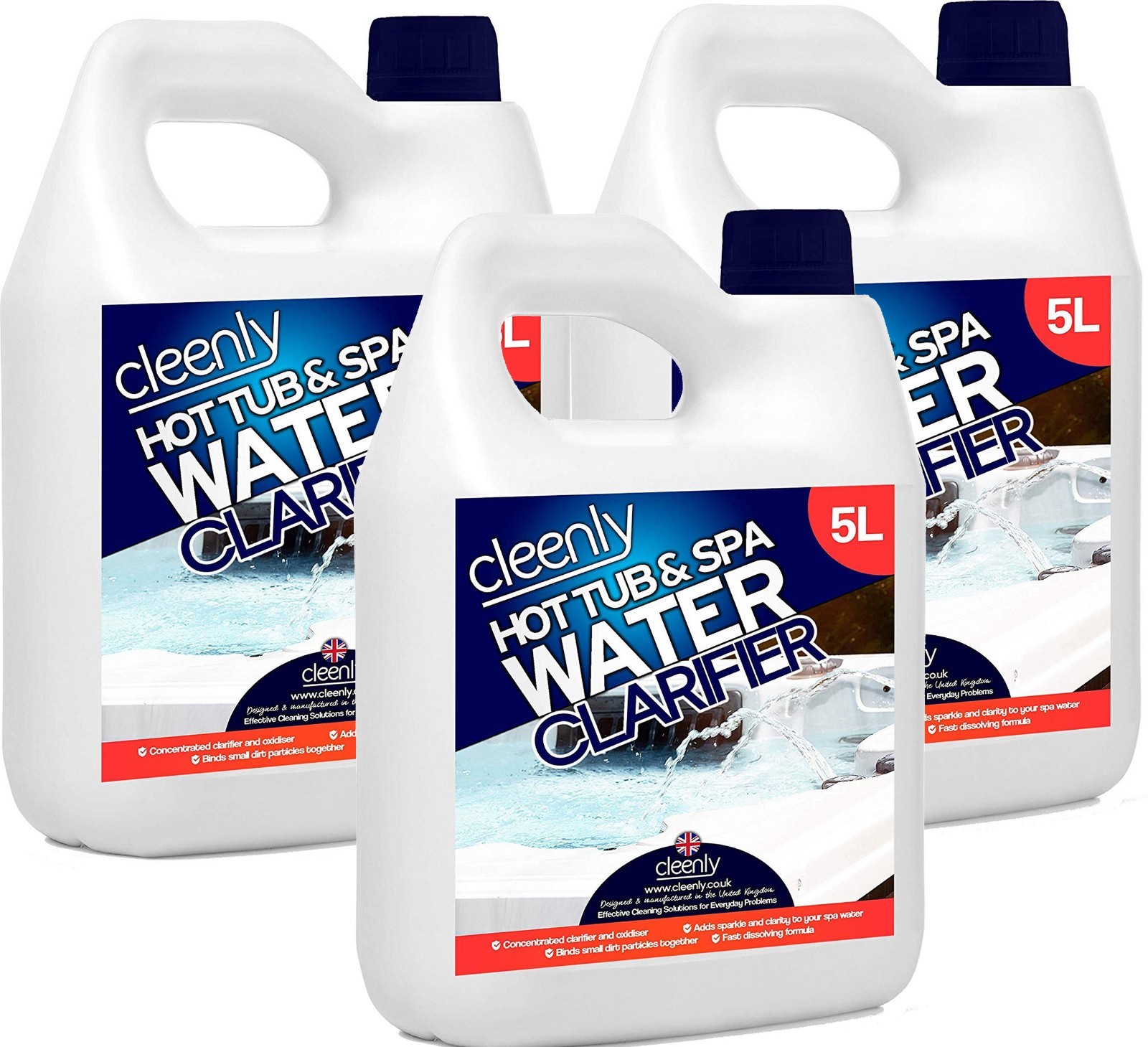 Cleenly Water Clarifier Clears Cloudy, Dull Looking Water for Hot Tub & Spa 15L