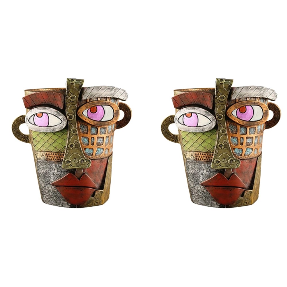 Handmade Brutalist Abstract Beauty Face Flower Pot Indoor Flower Pot Green6757