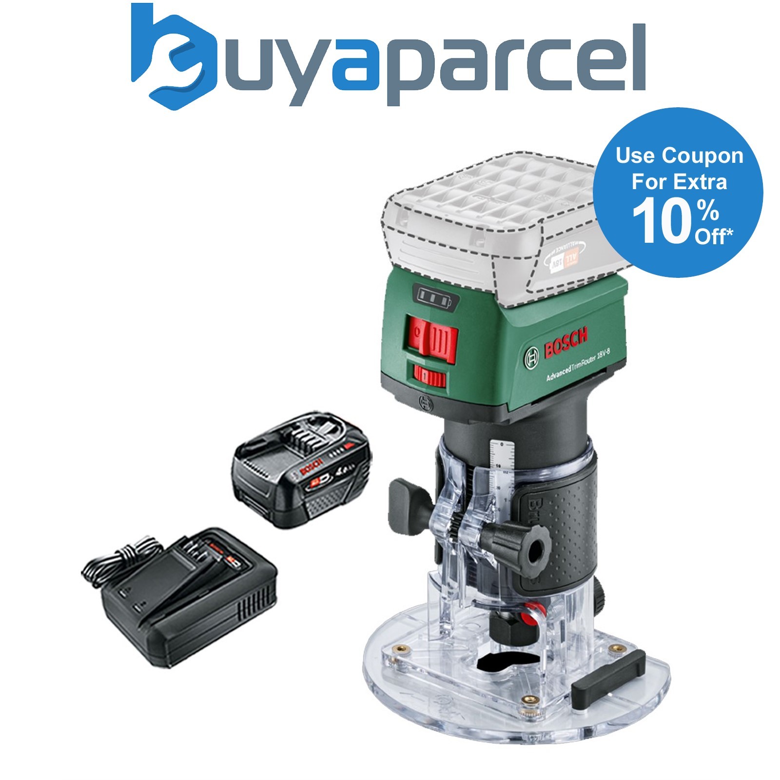 Bosch 06039D5000 AdvancedTrimRouter 18v Trim Router + 4AH Battery Kit