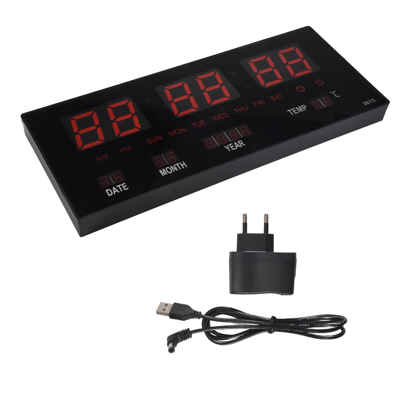 LED Calendar Electronic Clock Digital Wall Clock Alarm Hourly8207