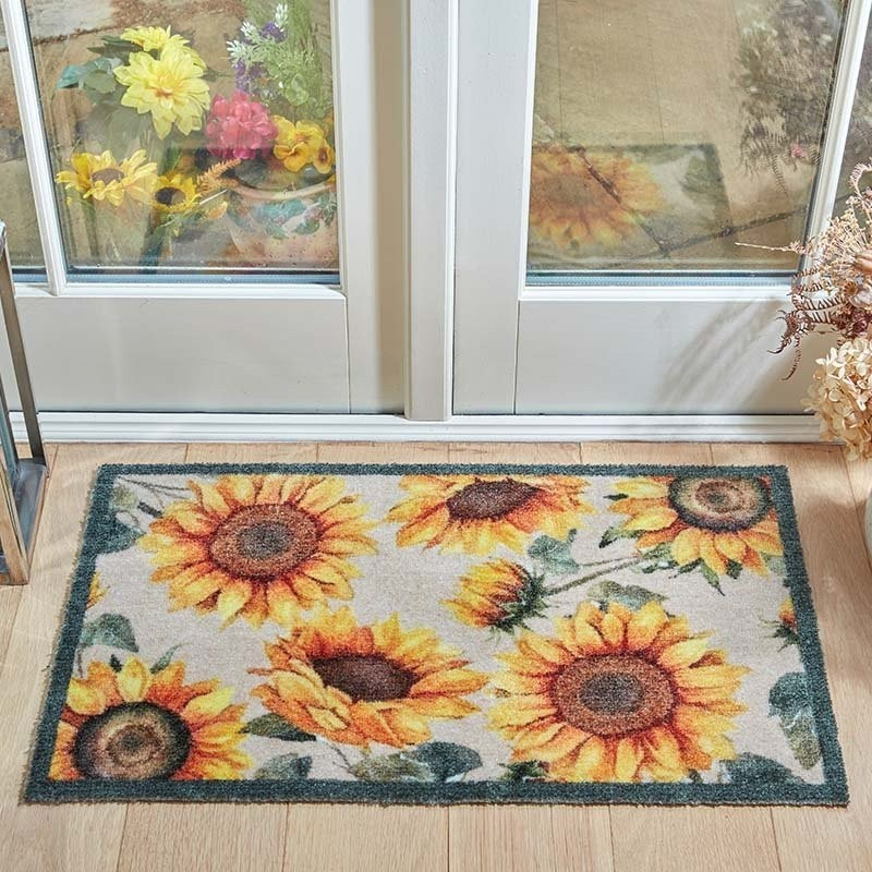 Heavy Duty Door Mat Indoor Welcome Mat Extra Large Sunflowers Non Slip 75cm