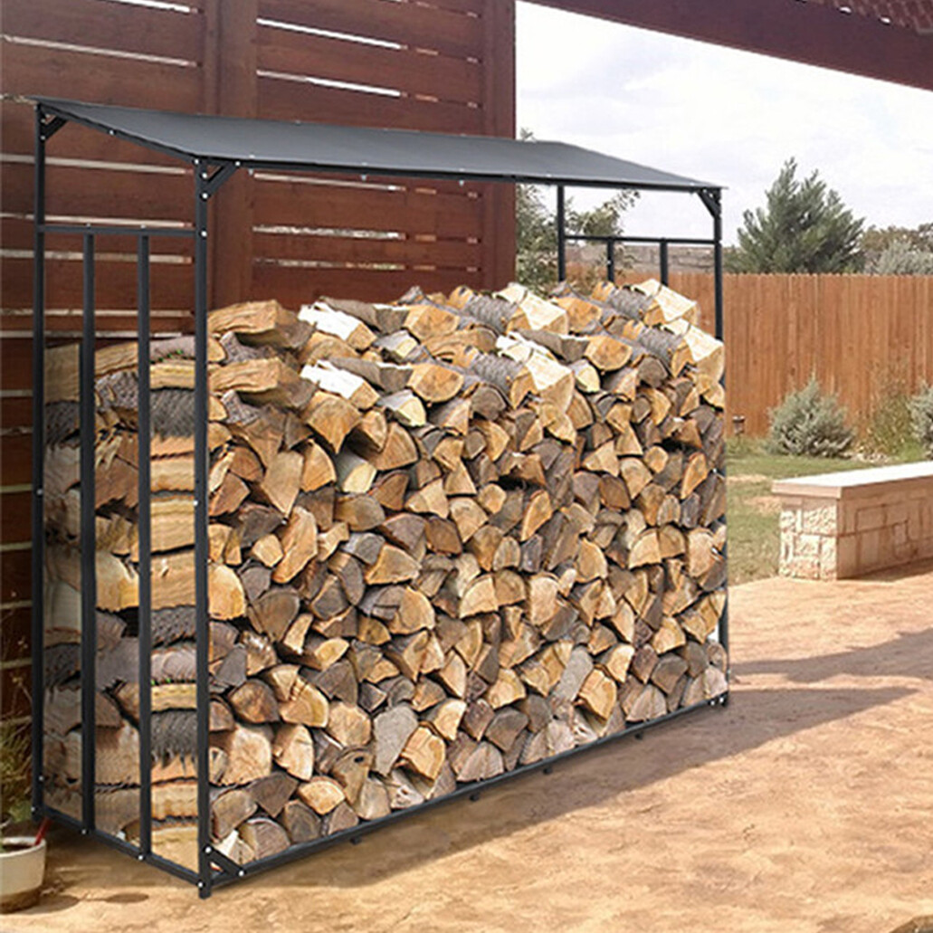 Heavy Duty Log Holder Stand / Wood Basket - Modern Firewood Rack Storage Shelf