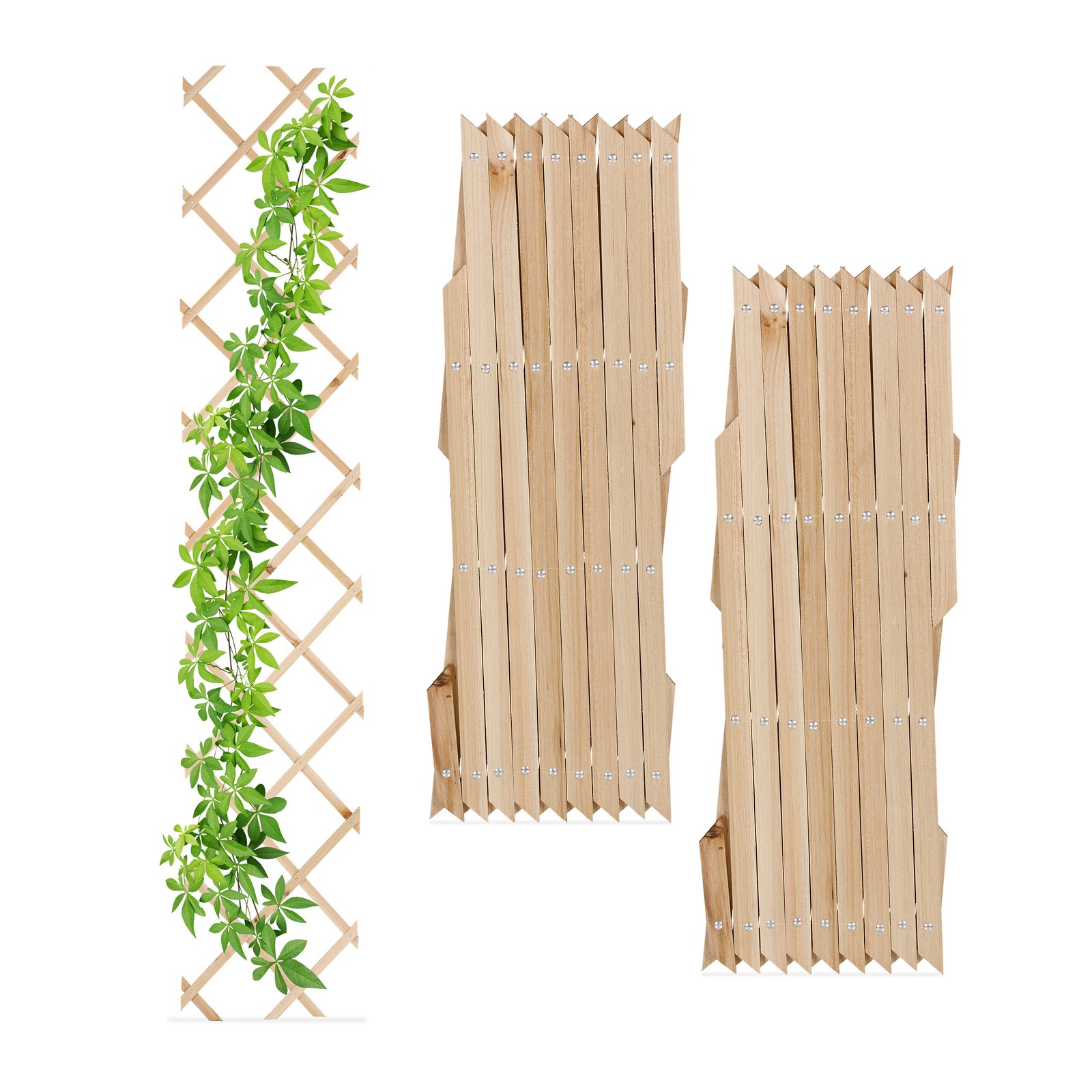 Natural Frame Panel Climbing Extendable Trellis 30x180cm Set Wood Plant Support