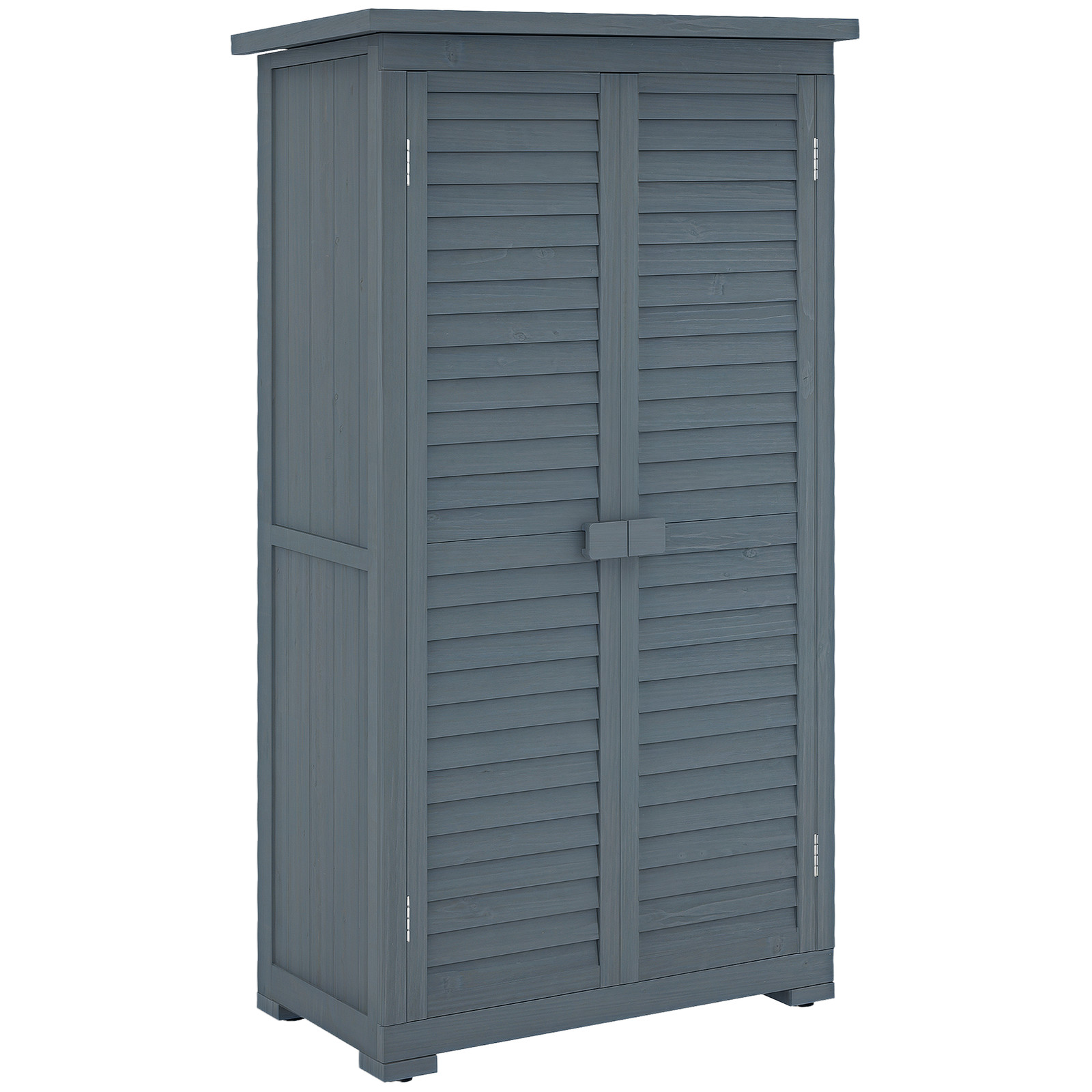 Outsunny Wooden Garden Storage Shed, 3 Shelves Tool Cabinet, Grey