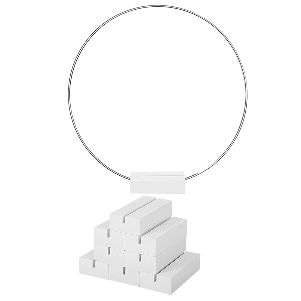 10 PCS 25cm Metal Floral Hoop Centerpiece for Table Wooden Stand Wreath4163