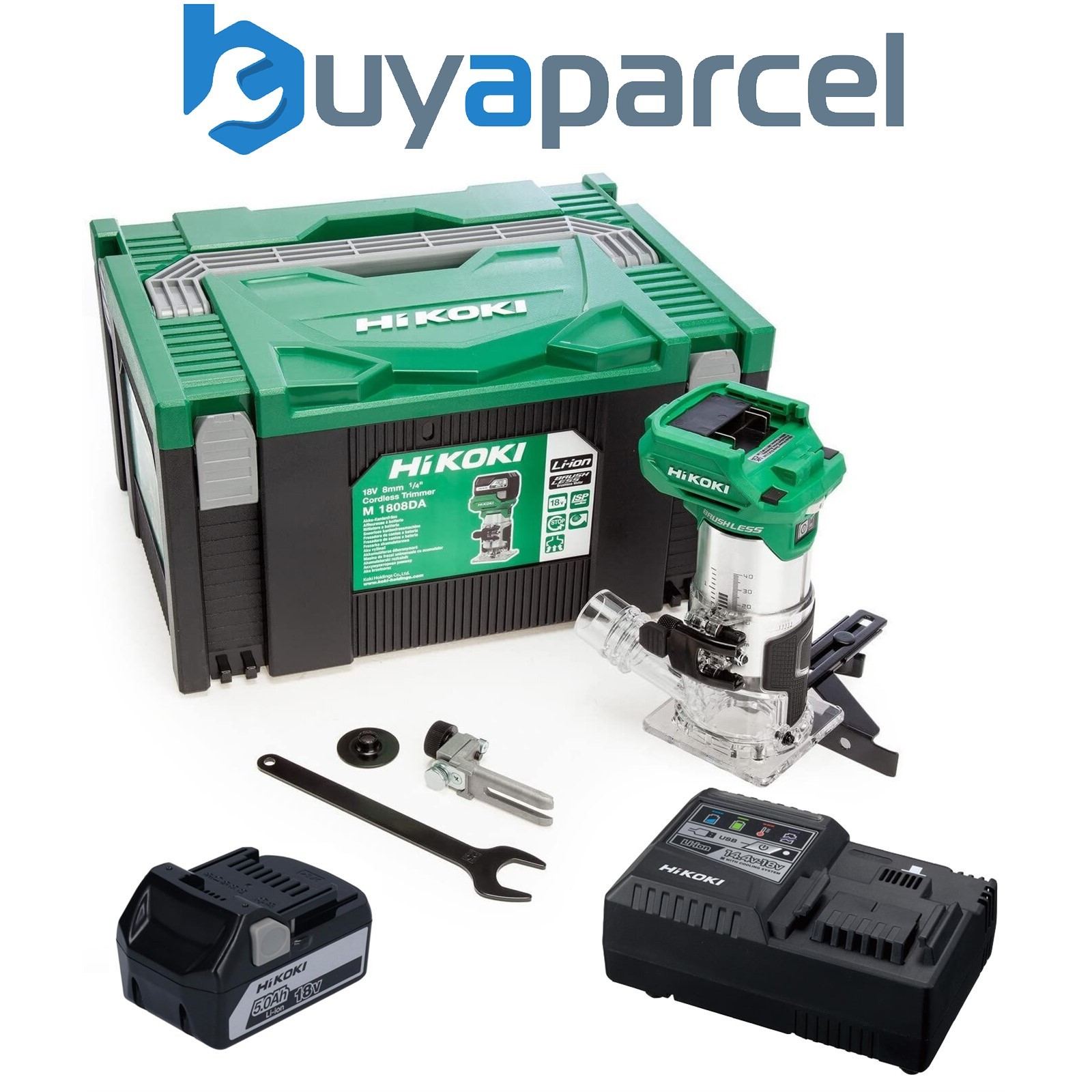 Hikoki M1808DAJPZ 1/4in Cordless Router Trimmer 18V 1 x 5.0Ah Li-ion Cased Kit