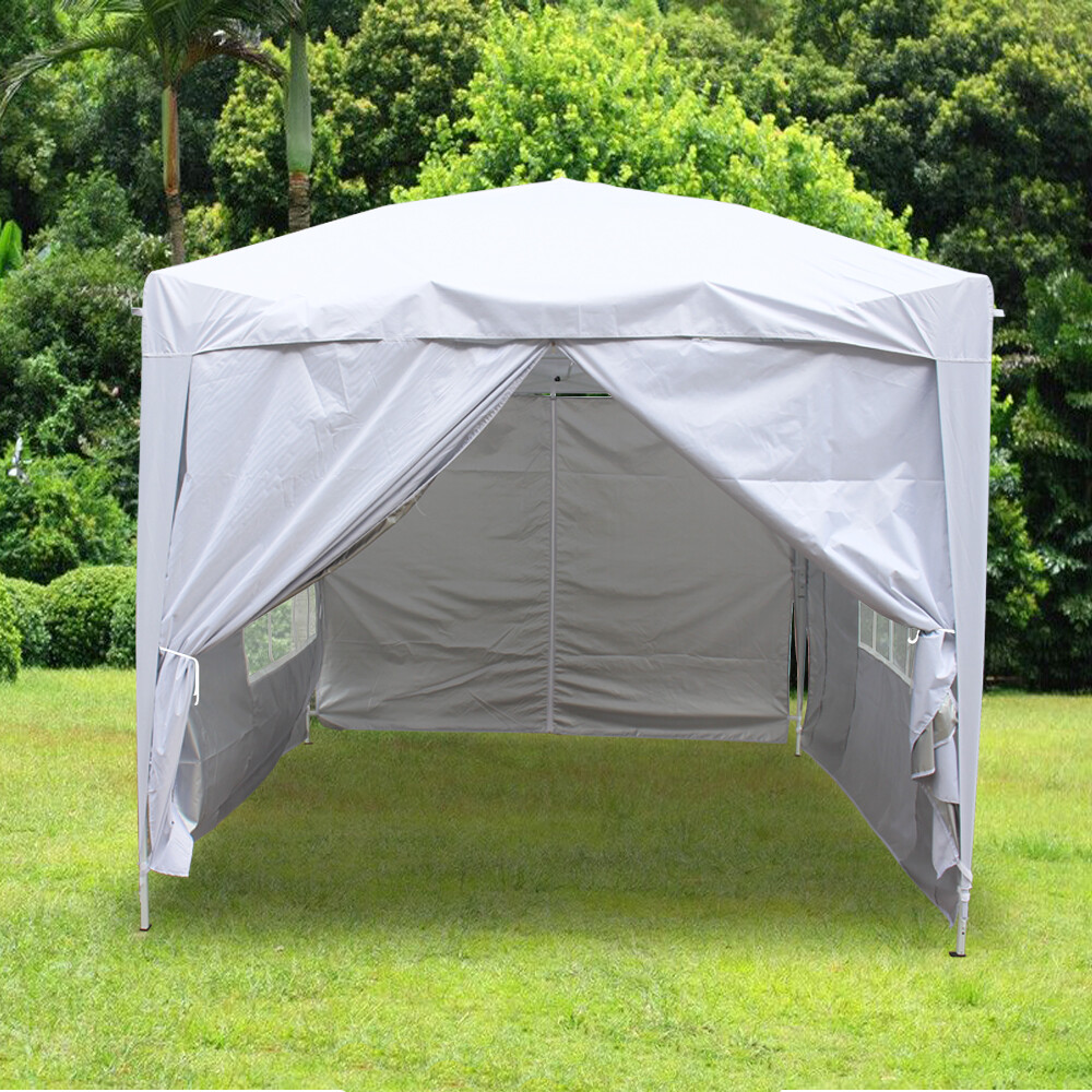 2.5x2.5m Pop Up Gazebo Outdoor Garden Marquee Tent With 4 Leg Weight Bags White
