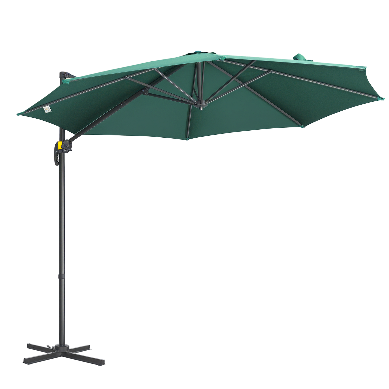 Outsunny 3 x 3(m) Cantilever Parasol Garden Umbrella with Cross Base Green
